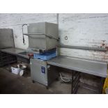 Comenda C1300E BT pass through dishwasher 415v, with end tables and sink with pot wash tap.