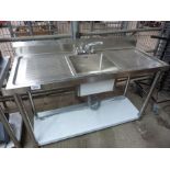 Diaminox centre bowl double drainer sink with taps