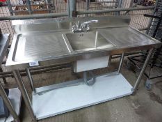 Diaminox centre bowl double drainer sink with taps