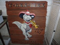 T-Rex-Mex wooden sign.