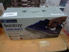 Beldray 2200 watt steam iron with ceramic soleplate.