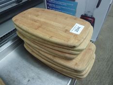 Ten wooden serving boards.