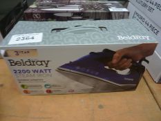 Beldray 2200 watt steam iron with ceramic soleplate.