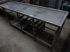 Stainless steel pass through dishwasher table with tray racks