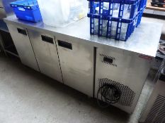 Inomax mobile stainless steel 3 door counter top fridge