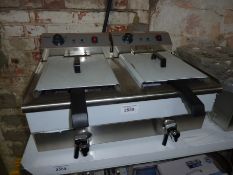 Infernus double tank electric fryer with front drain valves