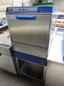 Mniwash commercial stainless steel dishwasher on stand, single phase