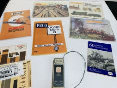 LIMA battery powered speed controller; 5 various Hornby publications; a footbridge model.