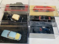 Six various model cars