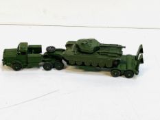 Dinky Supertoys tank transporter and Meccano Centurion tank