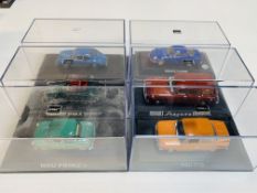 Six various model cars