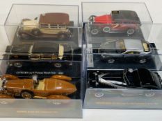 Six various model cars