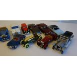 Ten assorted model cars
