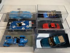 Six various model cars