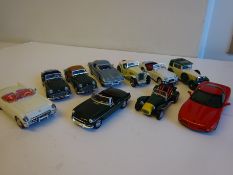 Ten assorted model cars