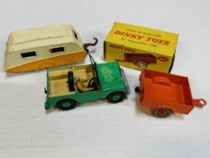 Dinky Toys Land Rover; No.130 Caravan; and No.341 Trailer