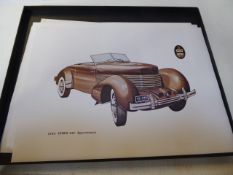 Approximately 50 boxed lithographs of a 1936 Cord 810 Sportsman