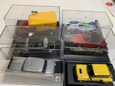 Six various model cars