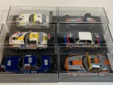 Six various model cars