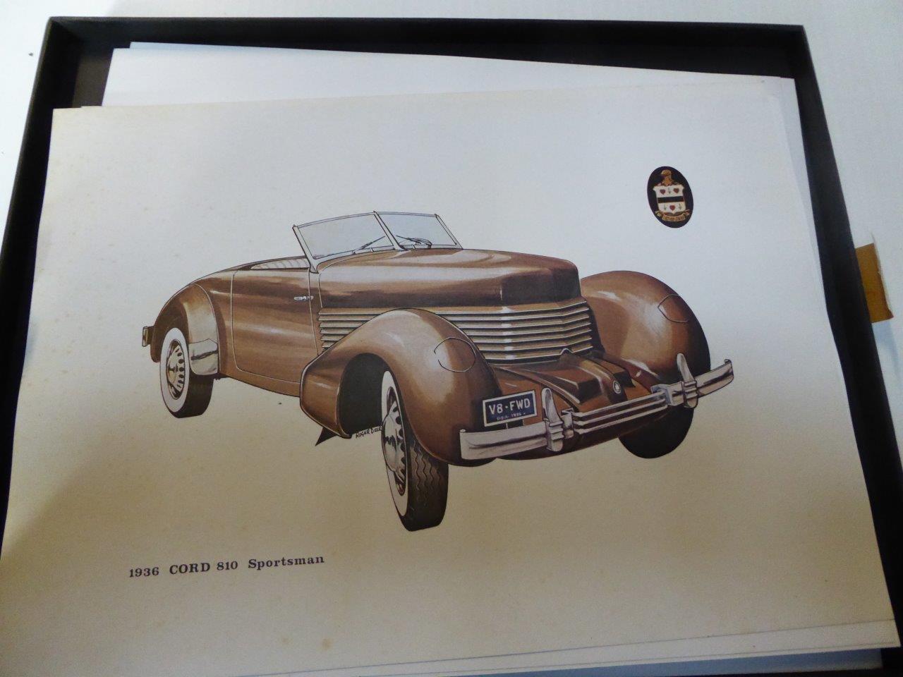 Approximately 50 boxed lithographs of a 1936 Cord 810 Sportsman