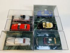 Six various model cars