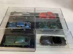 Six various model cars