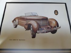 Approximately 50 boxed lithographs of a 1936 Cord 810 Sportsman