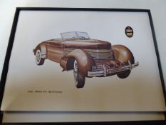 Approximately 50 boxed lithographs of a 1936 Cord 810 Sportsman