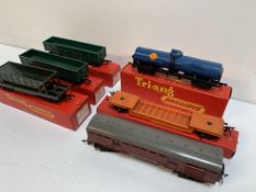 7 Tri-ang railway wagons.