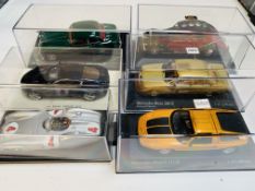 Six various model cars