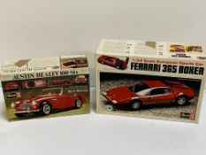 Revell Austin Healey 100-6 model kit and a Revell Ferrari 365 Boxer