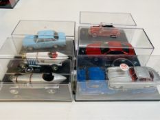 Six various model cars