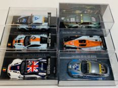 Six various model cars