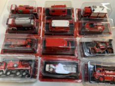 Twelve boxed Del Prado fire fighting vehicles