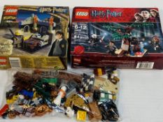 Quantity of Lego Harry Potter mini figures and two boxed sets of Harry Potter