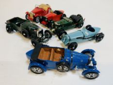 Six assorted model vintage racing cars