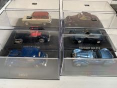 Six various model cars