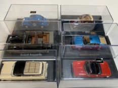 Six various model cars