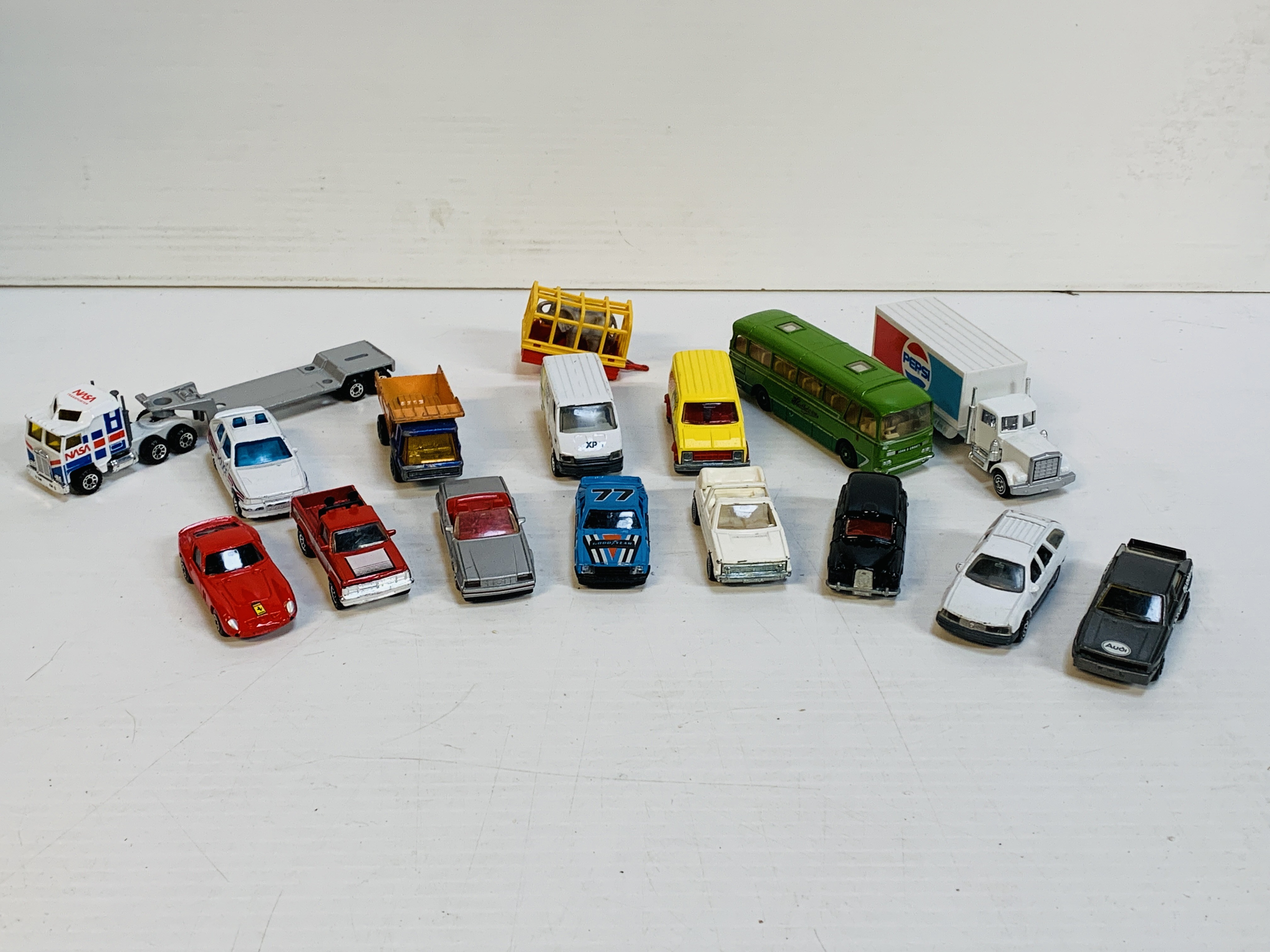 Fifteen various model vehicles