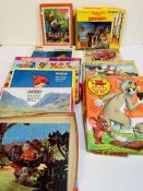 Ten children's jigsaws and a collection of wooden nursery toys