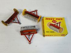 Dinky Toys No.324 Hay Rake in original box; together with two others