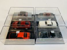 Six various model cars