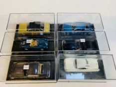 Six various model cars