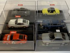 Six various model cars