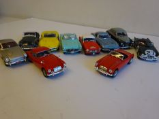 Ten assorted model cars