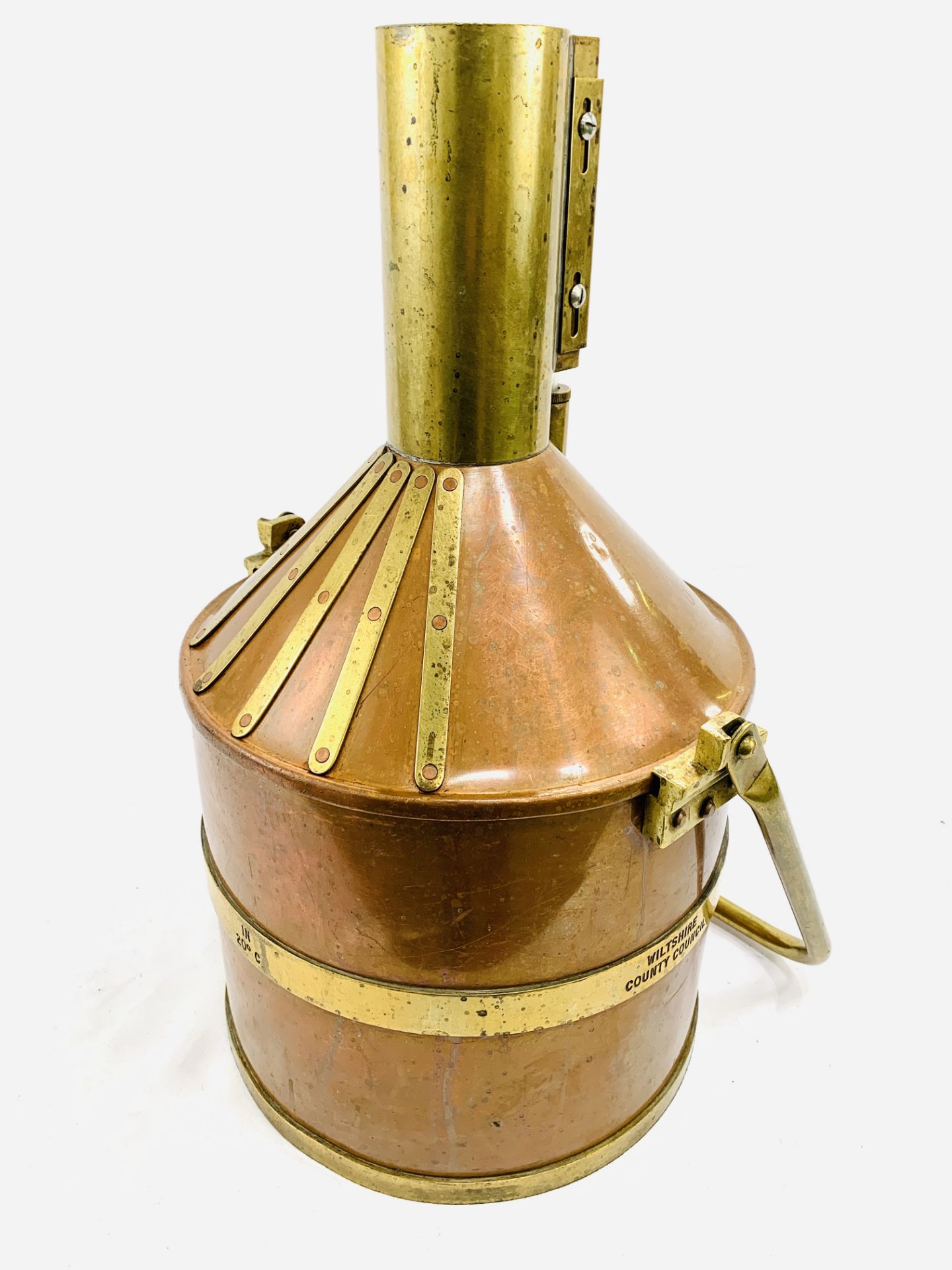 Brass and copper 20 litre petrol measure