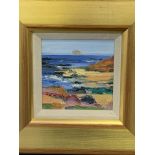 Gold painted wooden framed and glazed oil painting, signed J I Bridgland