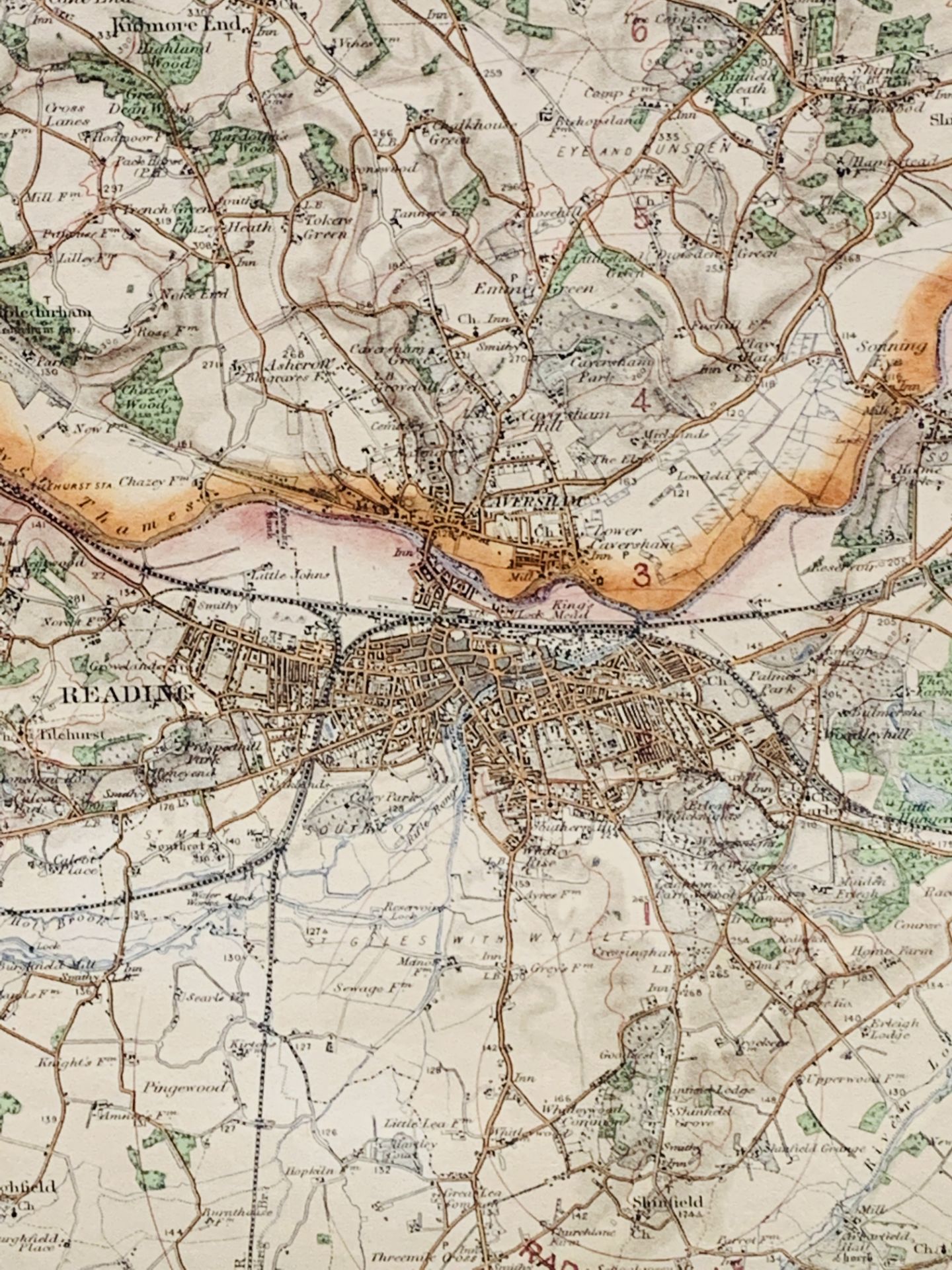 Large wall mounted roll down map centred on Reading - Image 2 of 4