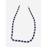 18ct white gold, iolite and diamond necklace