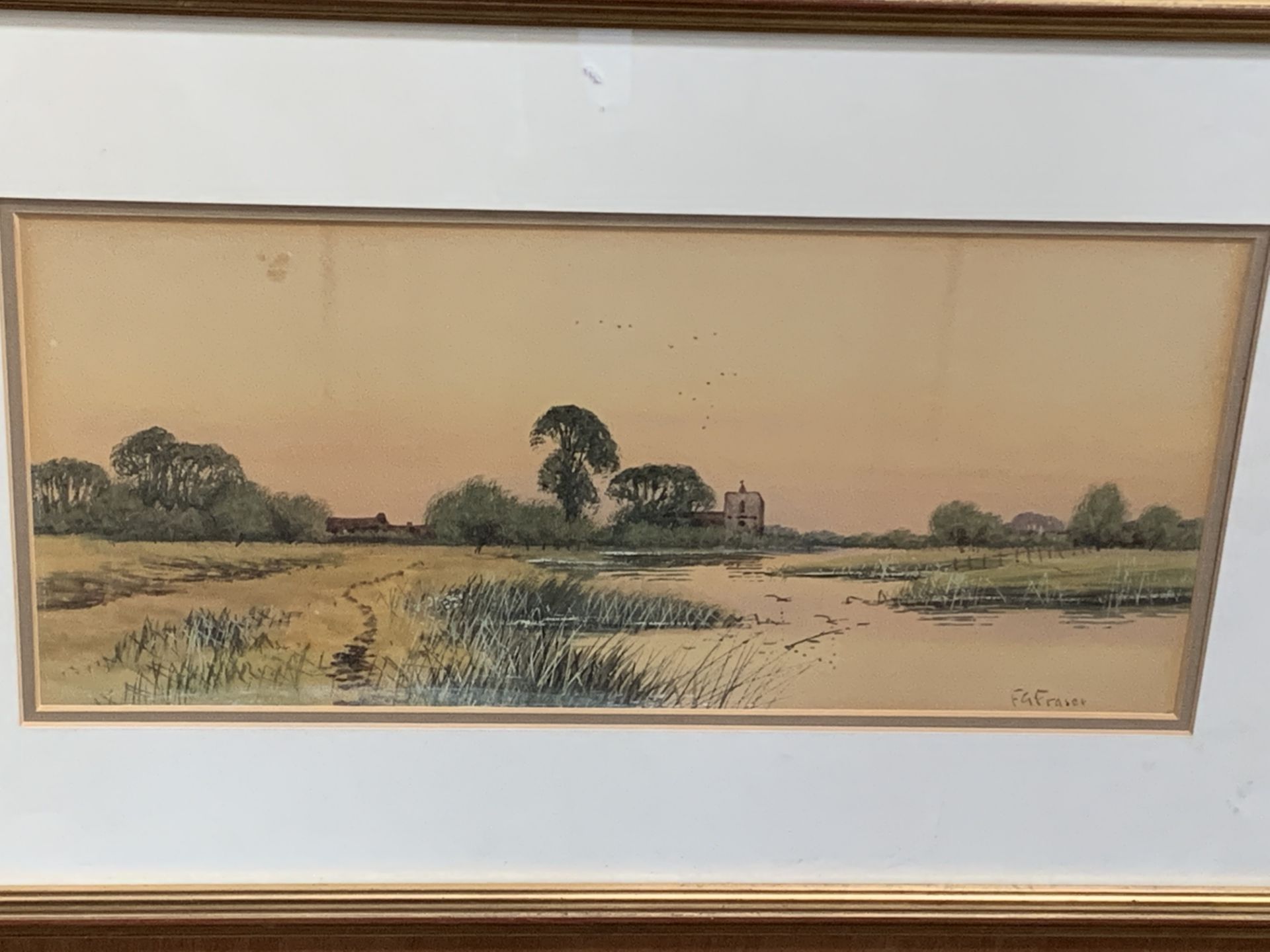 Francis George Fraser (1879-1940), watercolour of a riverside scene - Image 2 of 2